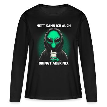 Sympa je peux aussi apporter mais rien n’apporte - T-shirt manches longues Premium bio Femme - noir - Devant - Julia (174cm)