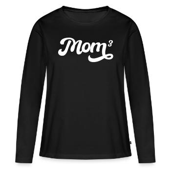 Mama Hoch 3 Muttertag Mama 3 Kinder Geschenk - Frauen Premium Bio Langarmshirt - Schwarz - Vorne - Julia (174cm)