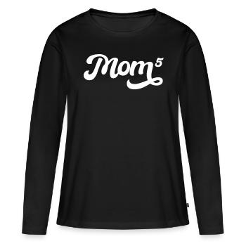 Maman Haute 5 Fête des Mères Maman 5 Enfants Cadeau - T-shirt manches longues Premium bio Femme - noir - Devant - Julia (174cm)
