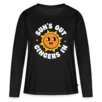 Soleils Out Gingers In - T-shirt manches longues Premium bio Femme - noir - Devant - Julia (174cm)