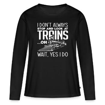 Train Trains Hobby Train Spotter - T-shirt manches longues Premium bio Femme - noir - Devant - Julia (174cm)