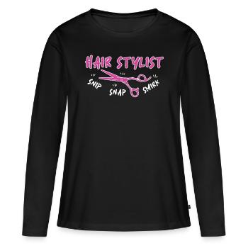 Coiffeur Coiffeur Coiffeur Coiffeur - T-shirt manches longues Premium bio Femme - noir - Devant - Julia (174cm)