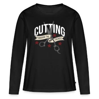 Coiffeur Coiffeur Coiffeur Coiffeur - T-shirt manches longues Premium bio Femme - noir - Devant - Julia (174cm)