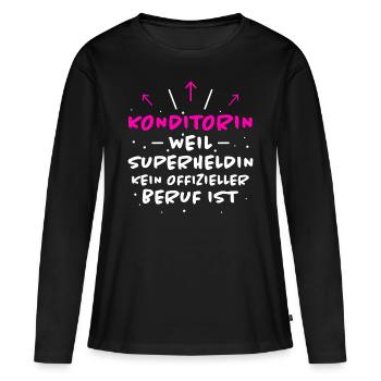 Konditorin Spruch Backen Witz Konditorin Geschenk - Frauen Premium Bio Langarmshirt - Schwarz - Vorne - Julia (174cm)