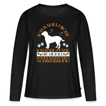 Plans avec mon chien de chasse hanovrien - T-shirt manches longues Premium bio Femme - noir - Devant - Julia (174cm)