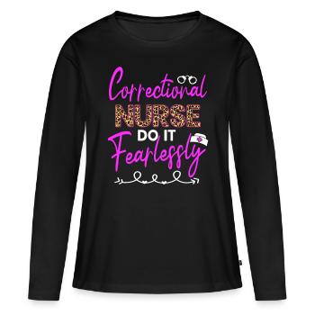 Infirmière correctionnelle Do It Fearless Nursing Gifts - T-shirt manches longues Premium bio Femme - noir - Devant - Julia (174cm)