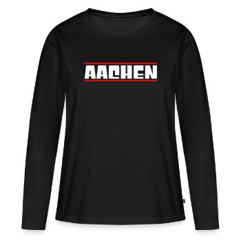 Aachen - Frauen Premium Bio Langarmshirt - Schwarz - Vorne - Julia (174cm)