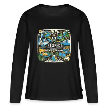 Respectez tous les points de vue 2 - T-shirt manches longues Premium bio Femme - noir - Devant - Julia (174cm)
