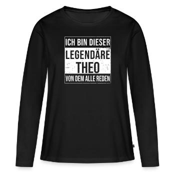 Je suis cette légende pour Théo - T-shirt manches longues Premium bio Femme - noir - Devant - Julia (174cm)