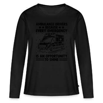 Krankenwagenfahrer, weil jeder Notfall ein Einsatz ist - Frauen Premium Bio Langarmshirt - Schwarz - Vorne - Julia (174cm)