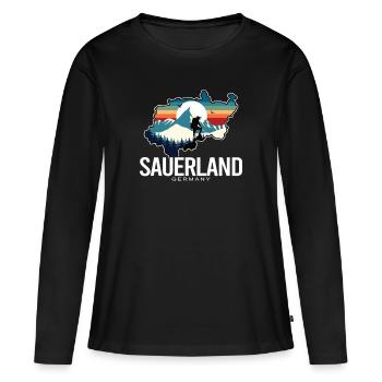 Sauerland Germany Retro Sunset - Women's Premium Organic Long Sleeve Shirt - black - Front - Julia (174cm)