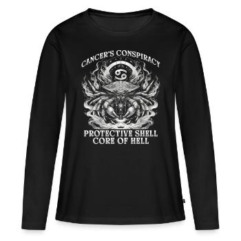 Krebs Horoskop Cancer - Frauen Premium Bio Langarmshirt - Schwarz - Vorne - Julia (174cm)