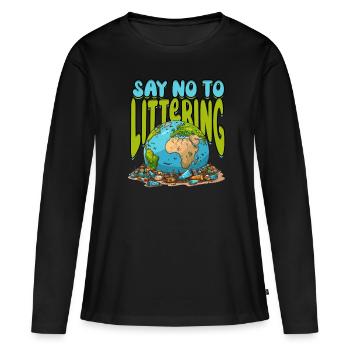Environmentalist Climate Protection - Women's Premium Organic Long Sleeve Shirt - black - Front - Julia (174cm)