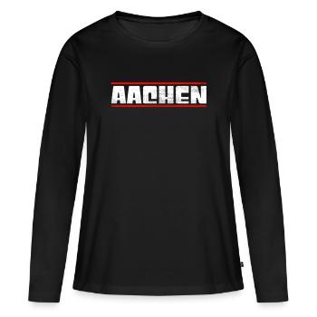 Aachen - Frauen Premium Bio Langarmshirt - Schwarz - Vorne - Julia (174cm)