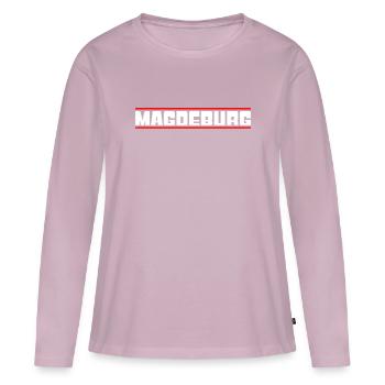 Magdeburg - Frauen Premium Bio Langarmshirt - Altrosa - Vorne - Julia (174cm)