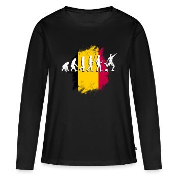 Belgique Belgique Belgique Belgique Bruxelles Football - T-shirt manches longues Premium bio Femme - noir - Devant - Julia (174cm)