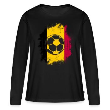 Belgique Belgique Belgique Belgique Bruxelles Football - T-shirt manches longues Premium bio Femme - noir - Devant - Julia (174cm)