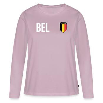 Belgium Belgique Belgie Belgium Brussels Football - Women's Premium Organic Long Sleeve Shirt - dusky pink - Front - Julia (174cm)