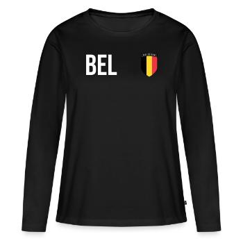 Belgique Belgique Belgique Belgique Bruxelles Football - T-shirt manches longues Premium bio Femme - noir - Devant - Julia (174cm)