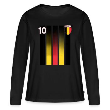 Belgique Belgique Belgique Belgique Bruxelles Football - T-shirt manches longues Premium bio Femme - noir - Devant - Julia (174cm)
