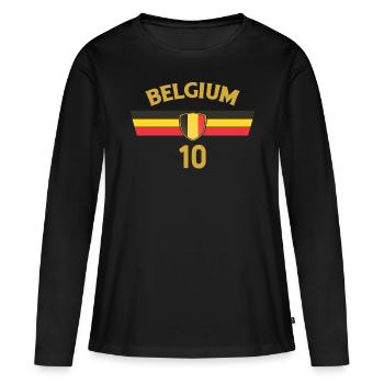 Belgique Belgique Belgique Belgique Bruxelles Football - T-shirt manches longues Premium bio Femme - noir - Devant - Julia (174cm)