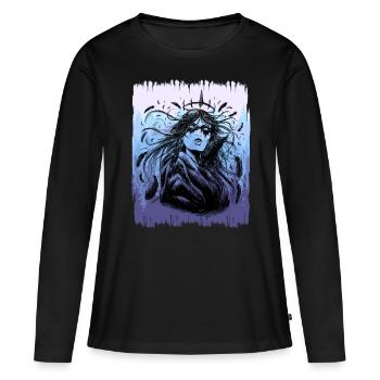 Chaman, Nature, Forêt, GuerrierChaman - T-shirt manches longues Premium bio Femme - noir - Devant - Julia (174cm)
