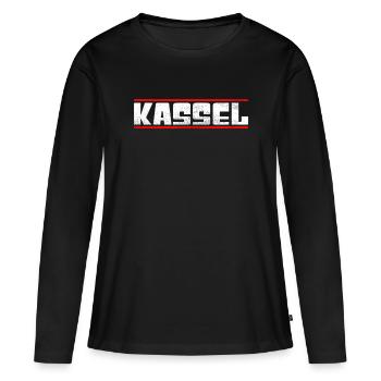 Kassel - T-shirt manches longues Premium bio Femme - noir - Devant - Julia (174cm)