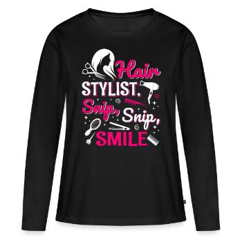 Coiffeur Coiffeur Coiffeur Coiffeur - T-shirt manches longues Premium bio Femme - noir - Devant - Julia (174cm)