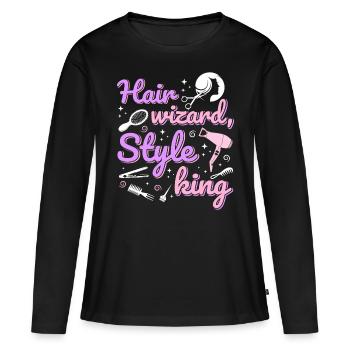 Coiffeur Coiffeur Coiffeur Coiffeur - T-shirt manches longues Premium bio Femme - noir - Devant - Julia (174cm)