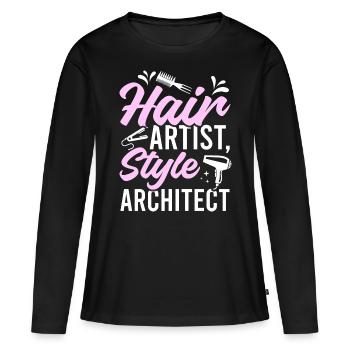 Coiffeur Coiffeur Coiffeur Coiffeur - T-shirt manches longues Premium bio Femme - noir - Devant - Julia (174cm)