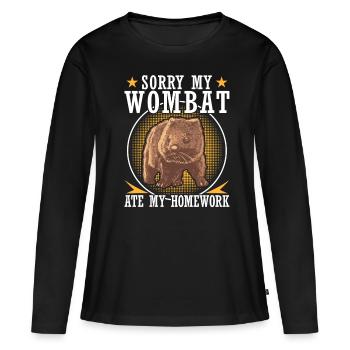 Wombat hat meine Hausaufgaben Beuteltier - Frauen Premium Bio Langarmshirt - Schwarz - Vorne - Julia (174cm)