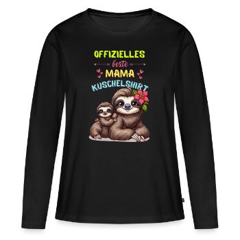 Sloth Mother's Day Mom Baby Cuddle Family Cute - Women's Premium Organic Long Sleeve Shirt - black - Front - Julia (174cm)