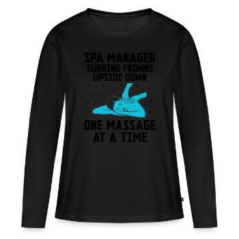 Gestionnaire de SPA Emploi Bien-être Drôle Gestion de SPA Sayi - T-shirt manches longues Premium bio Femme - noir - Devant - Julia (174cm)