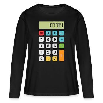 Bonjour Calculatrice - T-shirt manches longues Premium bio Femme - noir - Devant - Julia (174cm)