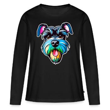 Cooler Schnauzer Hund in bunten Farben - Frauen Premium Bio Langarmshirt - Schwarz - Vorne - Julia (174cm)