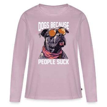 Chiens Parce Que Les Gens Suce 13 - T-shirt manches longues Premium bio Femme - rose poudré - Devant - Julia (174cm)