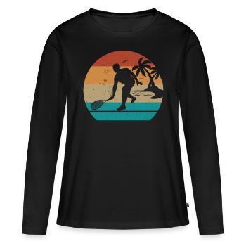 Silhouette de joueur de squash Jeu de squash Squash - T-shirt manches longues Premium bio Femme - noir - Devant - Julia (174cm)