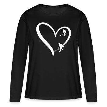 Coeur de squash Silhouette de joueur de squash Squash - T-shirt manches longues Premium bio Femme - noir - Devant - Julia (174cm)