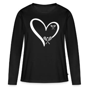 Squash Heart Raquettes de squash Joueur de squash - T-shirt manches longues Premium bio Femme - noir - Devant - Julia (174cm)