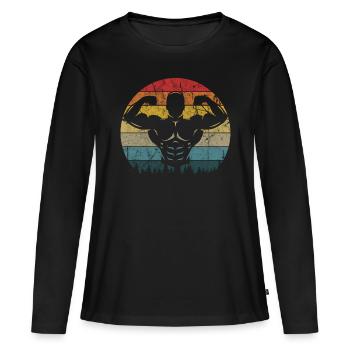 T-shirt de gymnastique drôle de remise en forme Gym d’entraînement - T-shirt manches longues Premium bio Femme - noir - Devant - Julia (174cm)