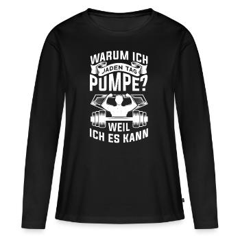 T-shirt de gymnastique drôle de remise en forme Gym d’entraînement - T-shirt manches longues Premium bio Femme - noir - Devant - Julia (174cm)