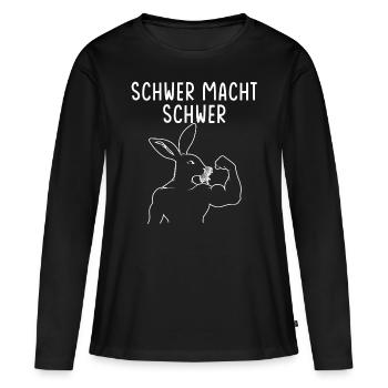 T-shirt de gymnastique drôle de remise en forme Gym d’entraînement - T-shirt manches longues Premium bio Femme - noir - Devant - Julia (174cm)