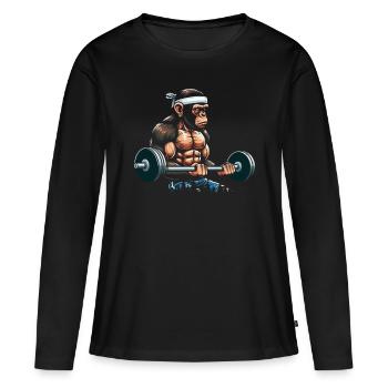 Tshirt de gymnastique drôle fitness entraînement gym - T-shirt manches longues Premium bio Femme - noir - Devant - Julia (174cm)