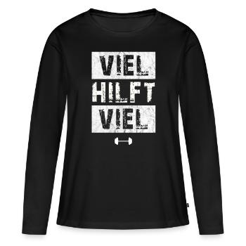 Tshirt de gymnastique drôle fitness entraînement gym - T-shirt manches longues Premium bio Femme - noir - Devant - Julia (174cm)