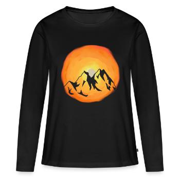 Ensoleillement, Montagnes, Nature sauvage, Rayons de soleil, Montagne - T-shirt manches longues Premium bio Femme - noir - Devant - Julia (174cm)