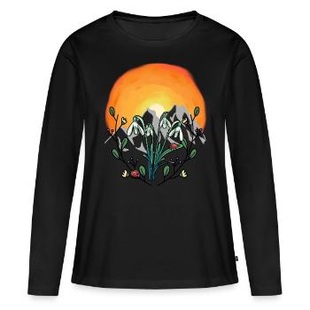 Soleil Printemps Perce-neige Alpes - T-shirt manches longues Premium bio Femme - noir - Devant - Julia (174cm)