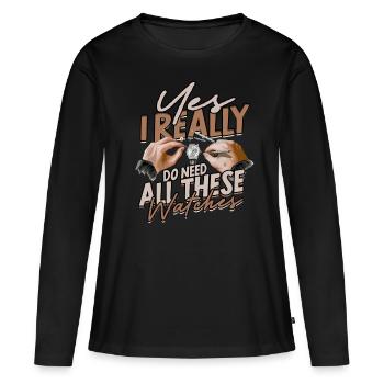 Horloger Horloger - T-shirt manches longues Premium bio Femme - noir - Devant - Julia (174cm)