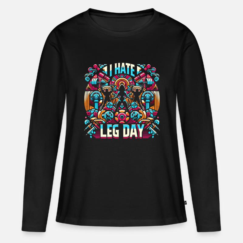 I Hate Leg Day 37 - Frauen Premium Bio Langarmshirt - Schwarz