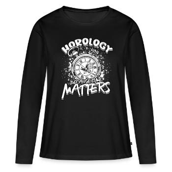 Horloger Horloger - T-shirt manches longues Premium bio Femme - noir - Devant - Julia (174cm)