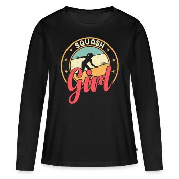 Joueuse de squash Fille de squash - Fille de squash - T-shirt manches longues Premium bio Femme - noir - Devant - Julia (174cm)